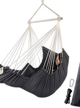 户外吊床椅灰色折叠铁支架亚马逊户外帆布棉流苏吊床椅加长款