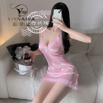 性感睡衣夏季吊带真丝蕾V