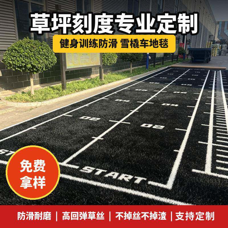 健身房草坪震抗压私教区人造图案草坪雪橇车训练仿真刻度草坪