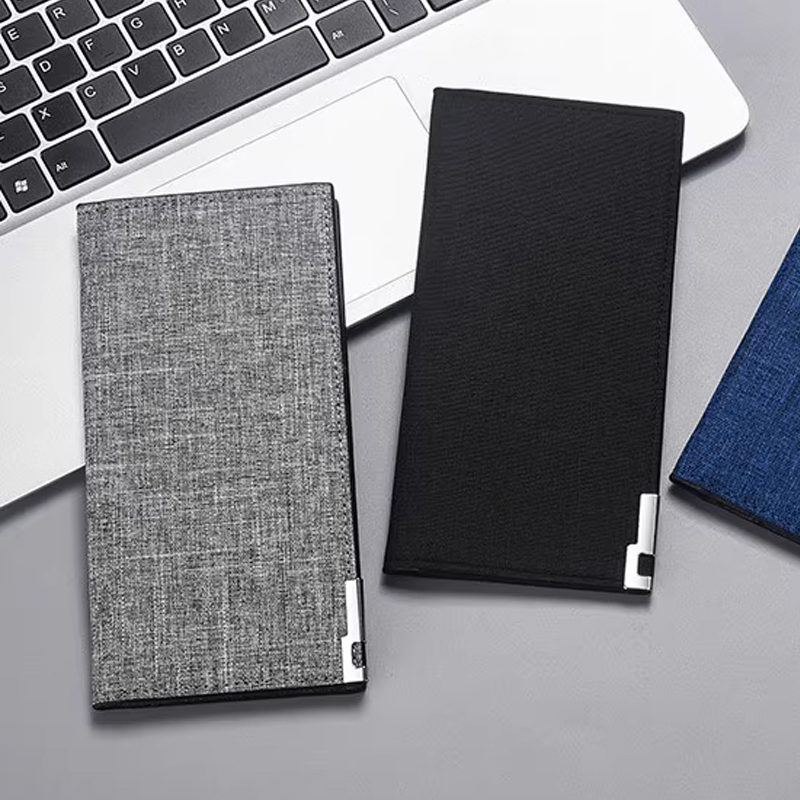 男士长款帆布超薄多卡位钱包