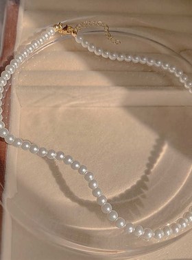 2022新款珍珠项链高级颈链复古风设计感简约饰品百搭款时尚锁骨链
