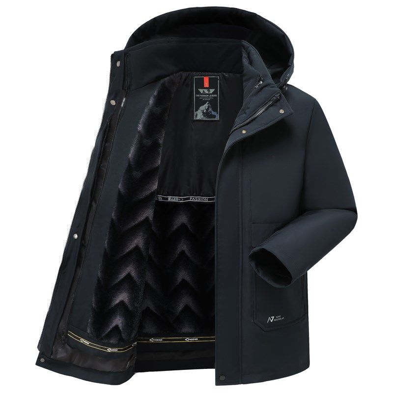 冬天可脱卸内胆外套中老年人棉衣爸爸可拆卸棉服男士加绒加厚棉袄