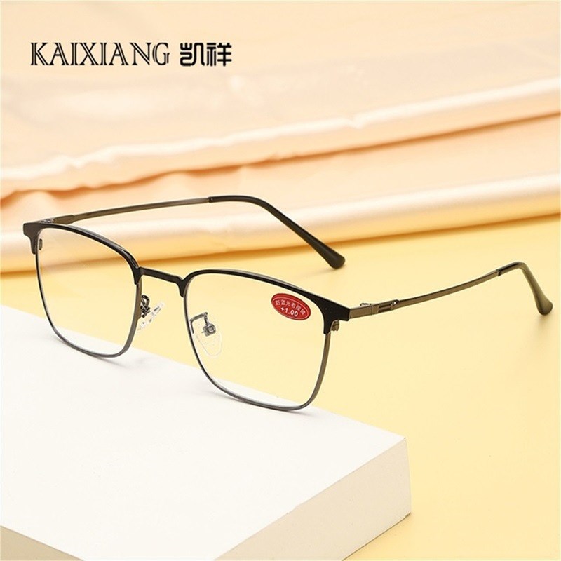 时尚优雅半框式非球面镜片清耐磨老花镜老人读书看报阅读眼镜