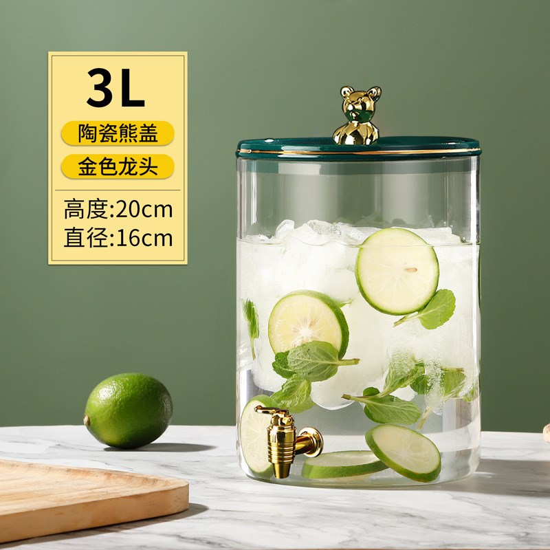 网红可乐桶自助饮料桶带龙头玻璃罐啤酒桶水果茶果汁鼎调酒泡酒瓶