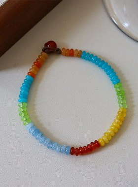 复古个性彩色天然石多巴胺不掉色手链女百搭高级感简约轻奢手饰