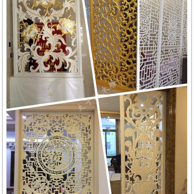 浮雕工艺密度板玄关隔断镂空雕花板花格吊顶木雕通花板电视背景墙