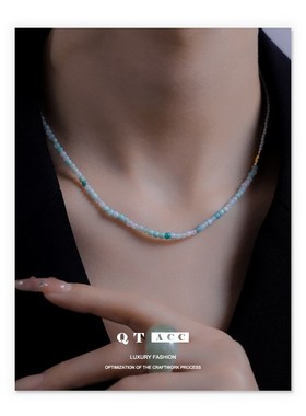 黄铜镀真金色  个性风潮时尚百搭风优雅小众水晶仿珍珠设计项链女