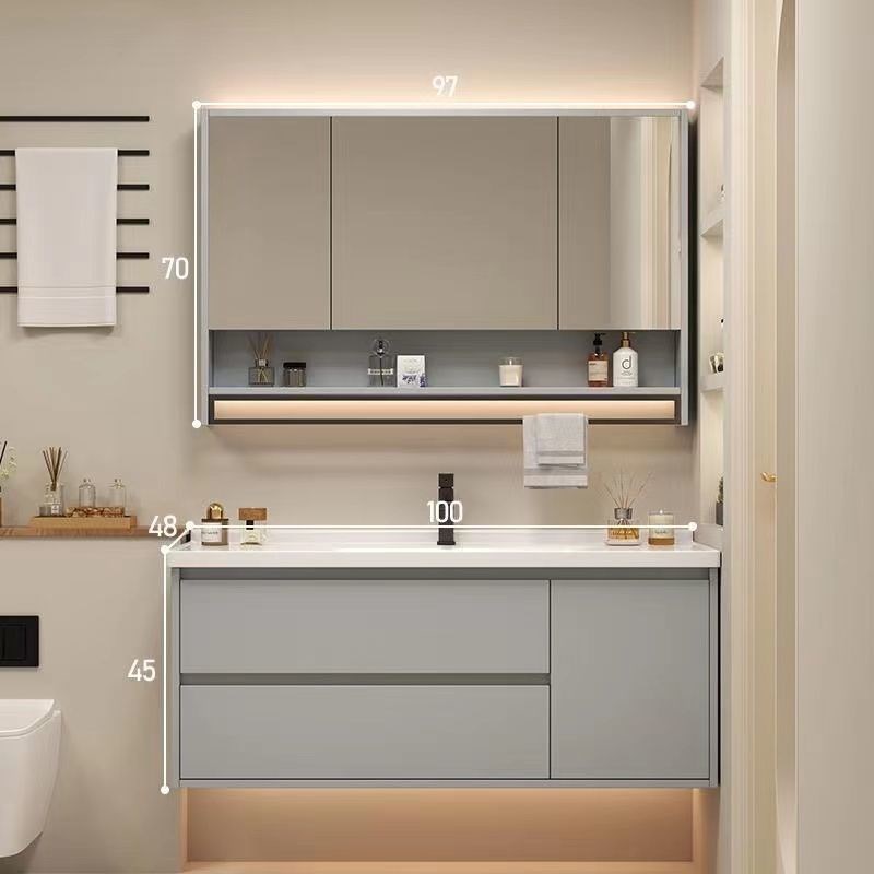 超窄40宽48宽智能陶瓷一体盆浴室柜组合卫生间洗漱台组合柜