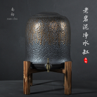 南初 陶瓷储水罐鎏金老岩泥净化过滤茶室家用带龙头储水缸净水缸