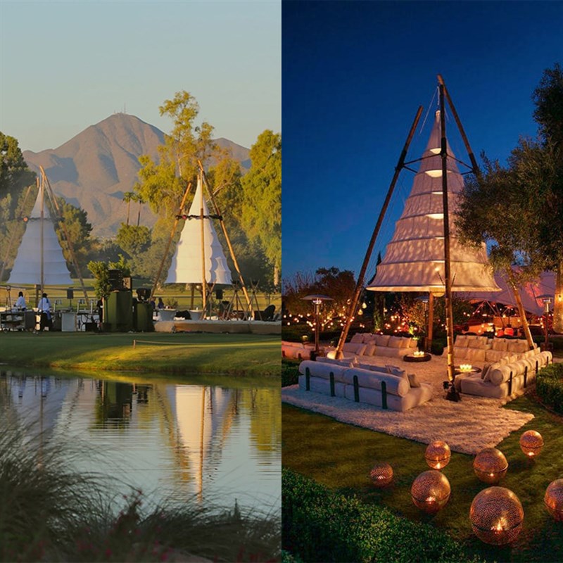 户外竹节锥形灯笼帐篷露营酒店天幕野奢营地餐厅吊笼氛围装饰道具