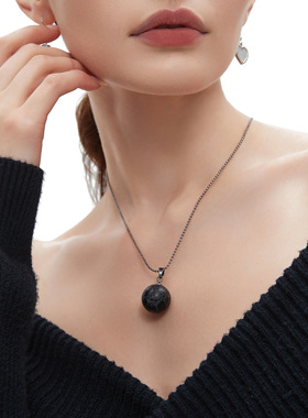 CUSSK 天然石项链简约冷淡风吊坠圆珠挂件转运珠礼物铜链挂饰