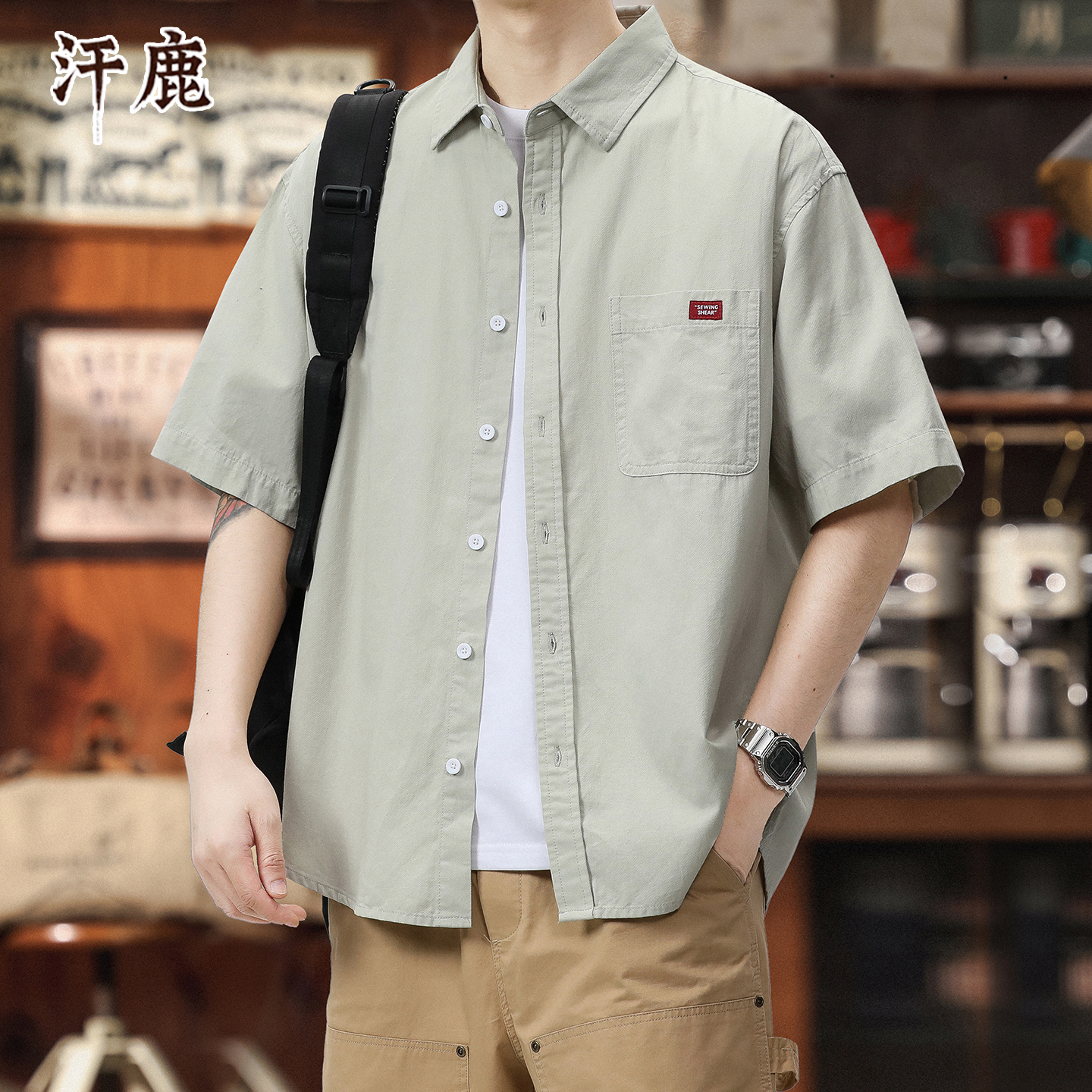 夏季薄款工装短袖衬衫男士高级感