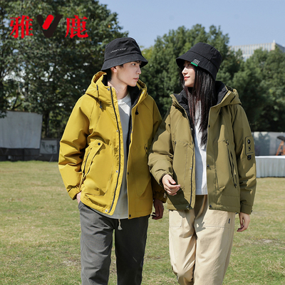 雅鹿优选2025冬季新情侣户外休闲百搭白鸭绒时尚保暖抗风连帽外套