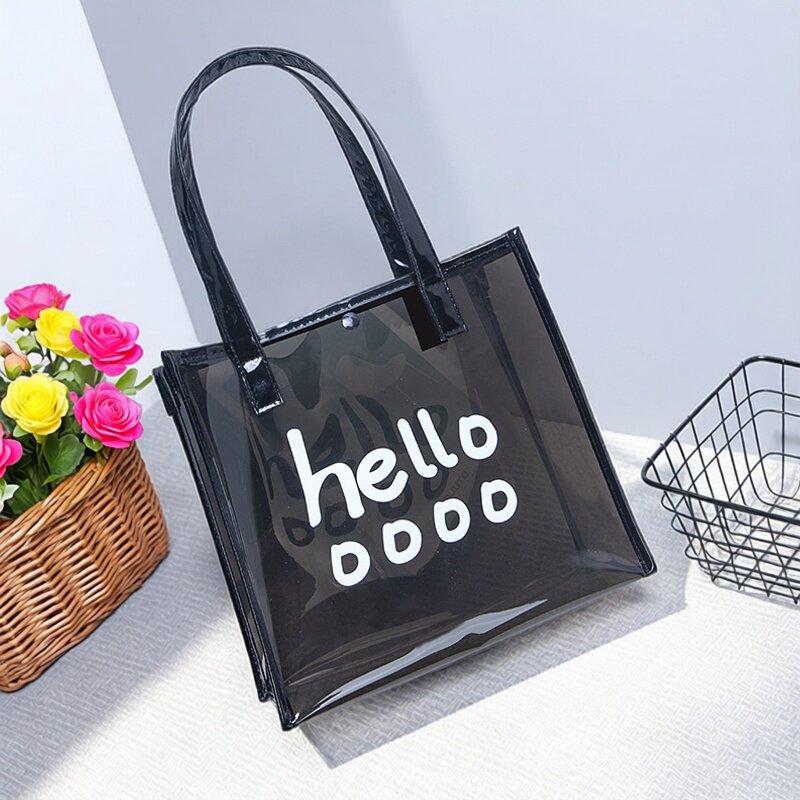 手提袋2025新款hello印花字母手提包大容量防水便携袋子时尚休闲