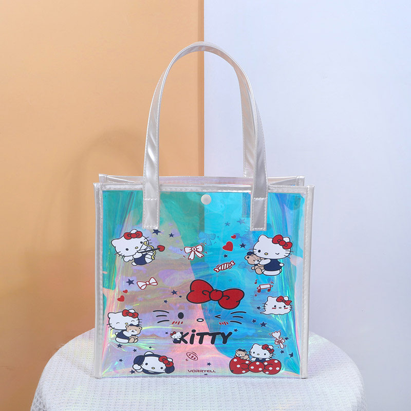 HelloKitty镭射透明大容量手提