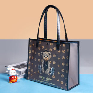 驴淘手提袋25新款卡通小熊上班时尚便携大容量学生购物袋手提包女