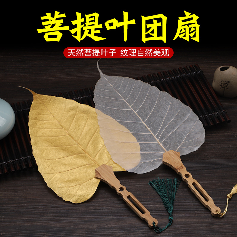 菩提叶团扇书画扇子天然菩提叶宫扇空白小楷书法工笔画国画创作