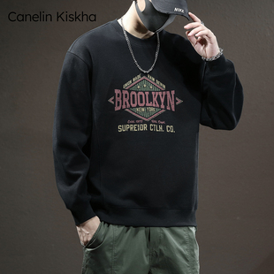 Kiskha重磅圆领卫衣男士 上衣男装 春秋款 潮牌长袖 2025新款 Canelin