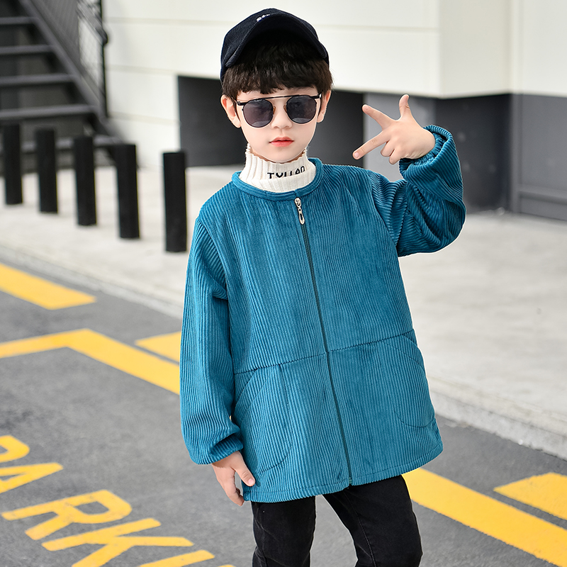 男童灯芯绒羽绒服罩衣女童宝宝吃饭画画护衣