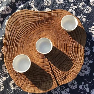 老榆木实木整块造型干泡茶盘中日式茶台壶承杯托古朴简约餐饮墙饰