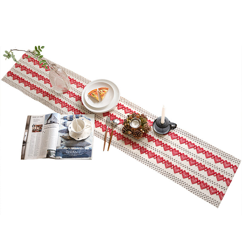 蔓越家 法式少女心棉麻桌旗派对装饰编织流苏隔热桌垫拍照背景布,居家布艺,桌旗,淘宝优惠券,粉丝福利购,淘宝优惠卷