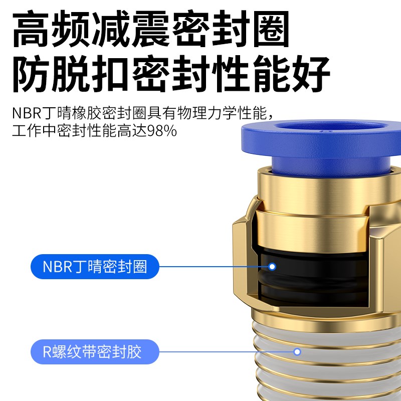 气动PC4-M5快速快插6/8/1v0/12外螺纹直通气管接头01-02-03-04