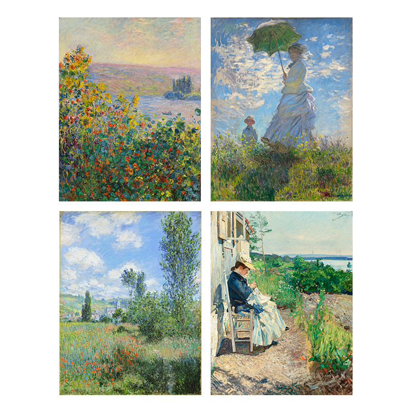 欧式莫奈风景人物客厅沙发背景挂画背胶油画布打印定做贴画画芯,家居饰品,现代装饰画,淘宝优惠券,粉丝福利购,淘宝优惠卷