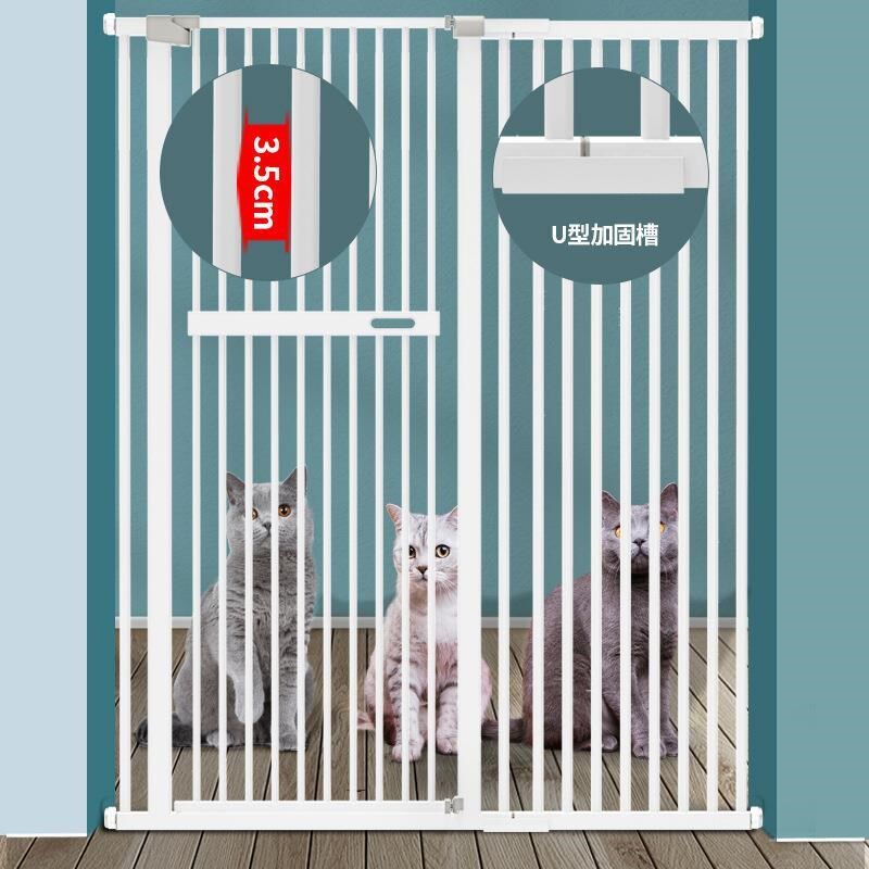 加高加密猫咪宠物门栏门挡栏猫护栏F卧室隔离猫门栏免打孔围栏杆