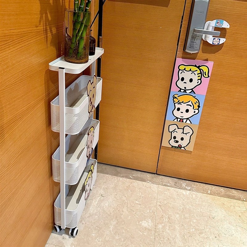 落地小推车收纳架家用厨房客厅浴室可移动多功能夹缝架收纳置物架