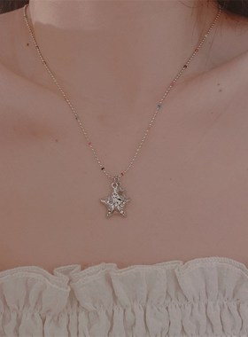 甜美笑脸花朵爱心串珠项链女小众百搭彩色锁骨链气质设计感配饰仙