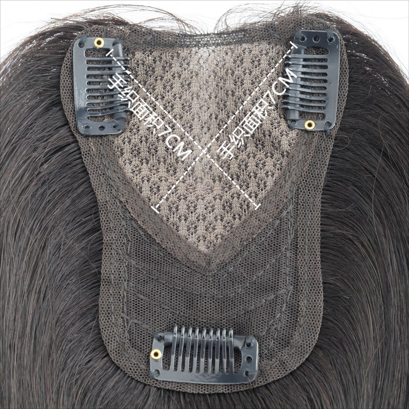 许昌假发女隐形蓬松遮白发透气假发片手织冰丝网真发高颅顶补发片