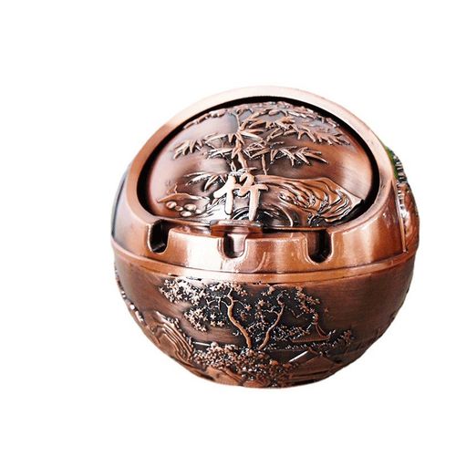 厂家球形梅兰竹菊金属烟灰缸防风防烟家居装饰品送朋友家人