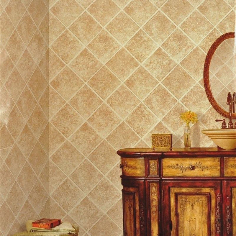 加厚3D立体菱形大理石墙纸中式客厅电视背景橱柜卫浴仿瓷砖壁纸