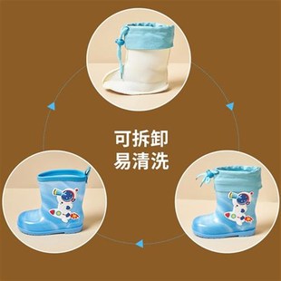 新款儿童雨鞋男孩女款上r学防滑男童雨靴宝宝水鞋幼儿园加绒胶鞋
