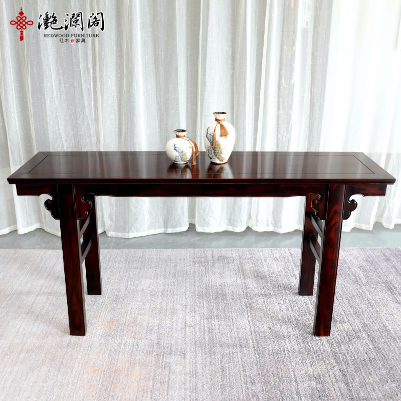 红木条案 阔叶黄檀平头供桌 印尼黑酸枝素面中式神台供台实木案几