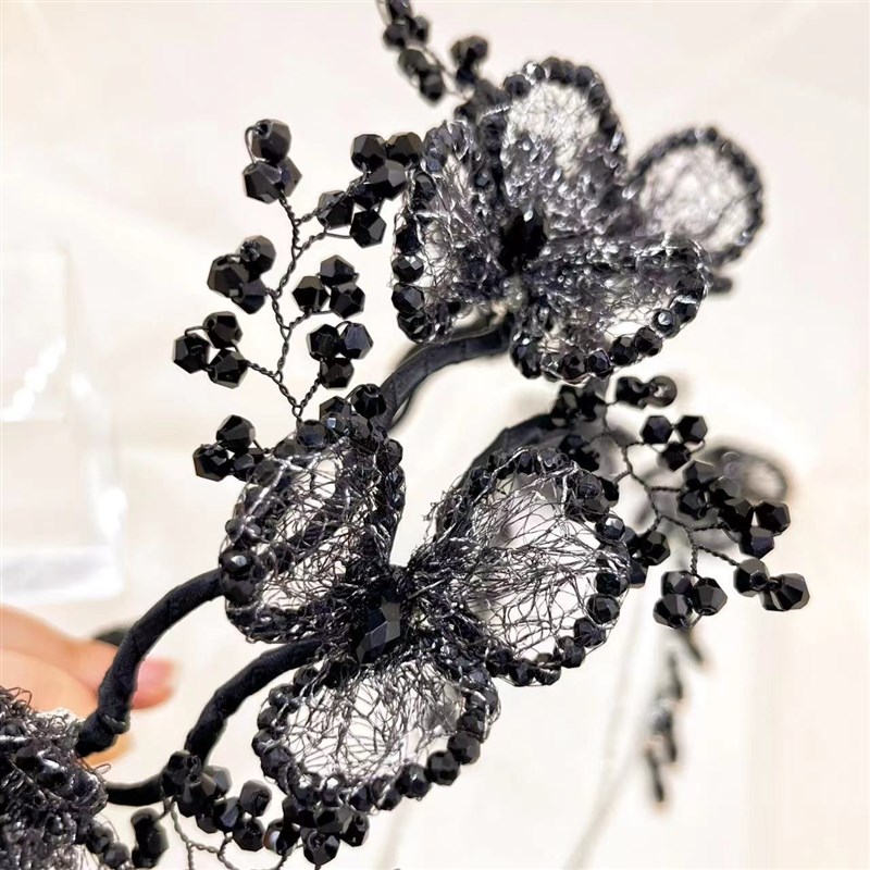 韩版手工水晶发箍高级感可拆卸花朵流苏头箍轻奢网红百搭新娘发饰