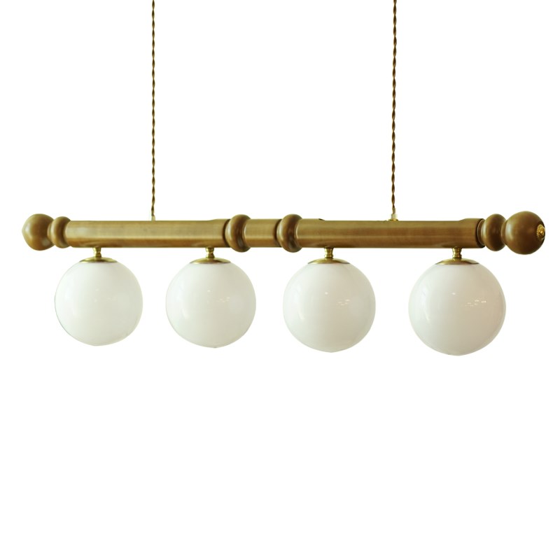 一字创意岛台魔豆餐桌灯法式中古吧台餐厅吊灯美式复古实木长条灯