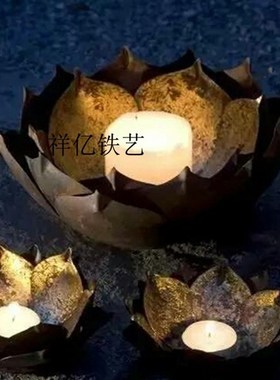 铁艺莲花烛台摆件创意家居别墅酒店会所J水池水景景观立体摆设装