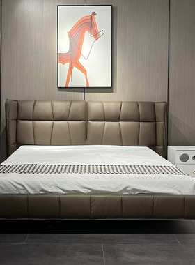 添色 意式极简Napa真皮床现代简约轻奢风主卧1.8米小户型双人皮床