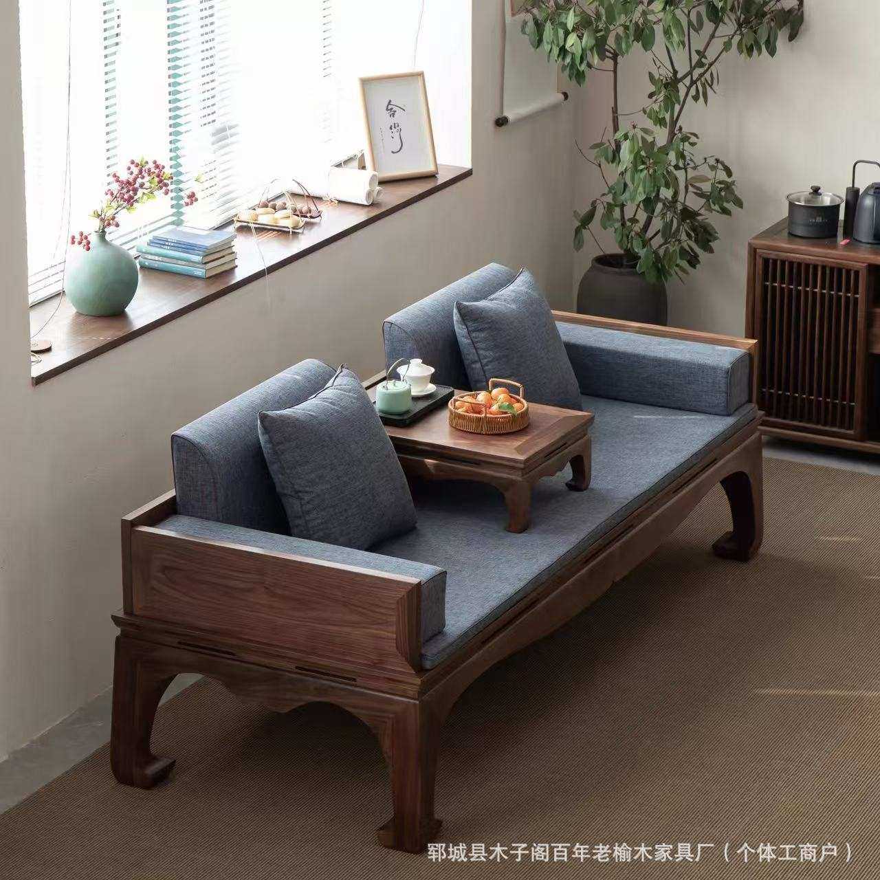 复古老榆木罗汉床新中式实木小户型老榆木沙发北美黑胡桃马蹄腿款,模玩/动漫/周边/娃圈三坑/桌游,模型制作工具/辅料耗材,淘宝优惠券,粉丝福利购,淘宝优惠卷