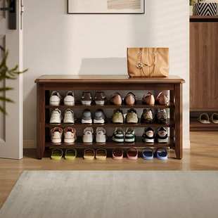 实木鞋架多层家用门口入户门换鞋凳2025新款室内鞋柜免安装一体式