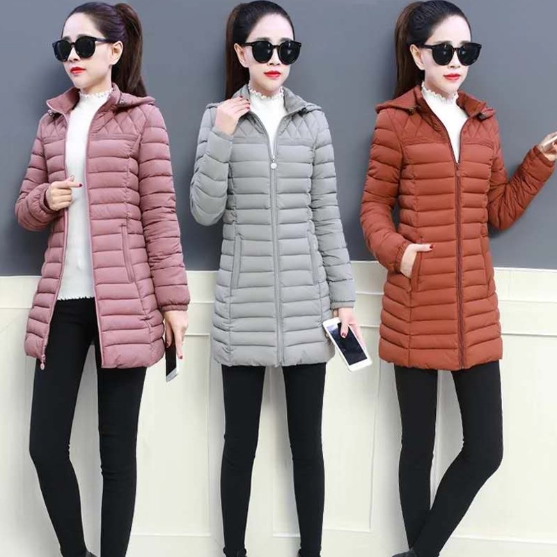 棉衣女中款棉袄2022新款加肥加B大码胖妹妹轻薄收腰羽绒棉服妈妈