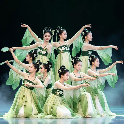 儿童古典舞演出服立春女童少儿练功飘逸纱衣咏春中国舞蹈表演服装