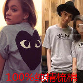 UNLQUE爱心纯棉短袖 T恤女刺绣半袖 川久同款 PLAY 圆领打底衫 保玲衣