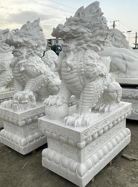 石雕麒麟汉白玉麒麟花岗岩大理石貔貅一对公司酒店商场门口摆件