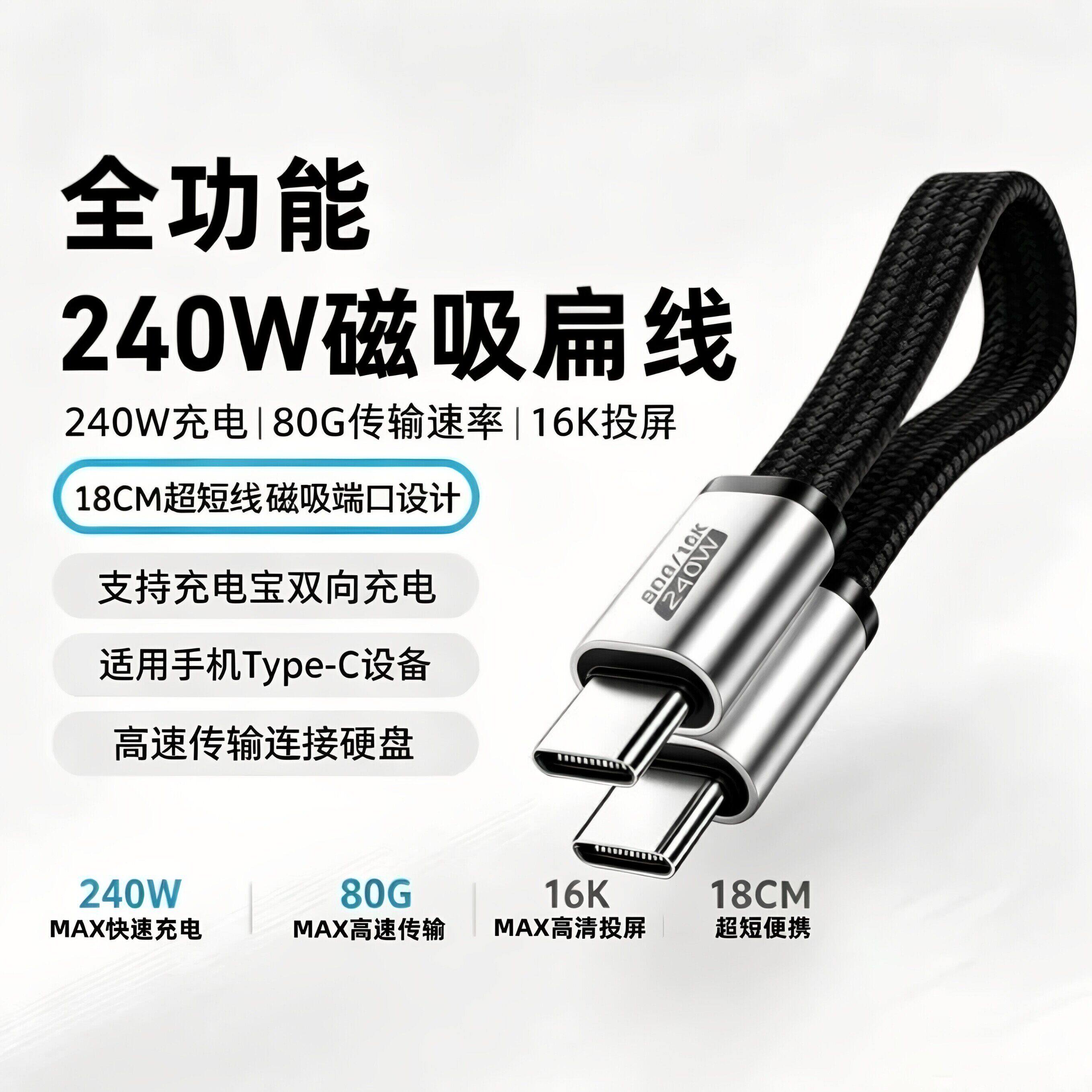 多功能双头typec磁吸数据线