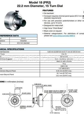 Vishay Spectrol 18A21B10 MOD18旋钮刻度盘转盘电子零件配件15转