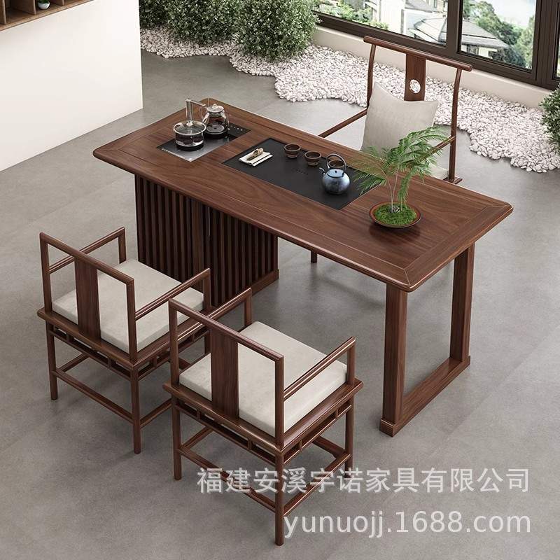 新中式茶台实木阳台茶桌2023新款泡茶喝茶桌椅组合现代简约