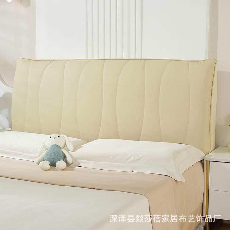 床头套罩2023新款猫抓布全包夹棉加厚皮木床靠背软包高级感奶油风