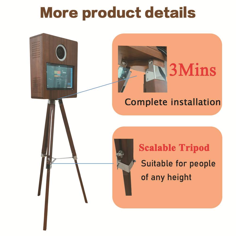 复古15.6inch wooden photo booth 新款胡桃木制照相亭活动拍照